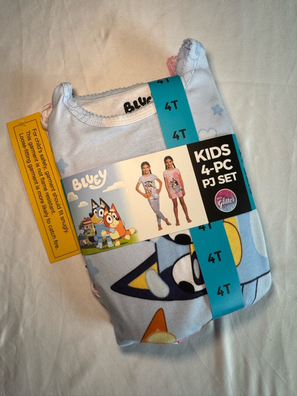 Bluey Kids 4-PC Pajama Set - Light Blue/Pink (4T)